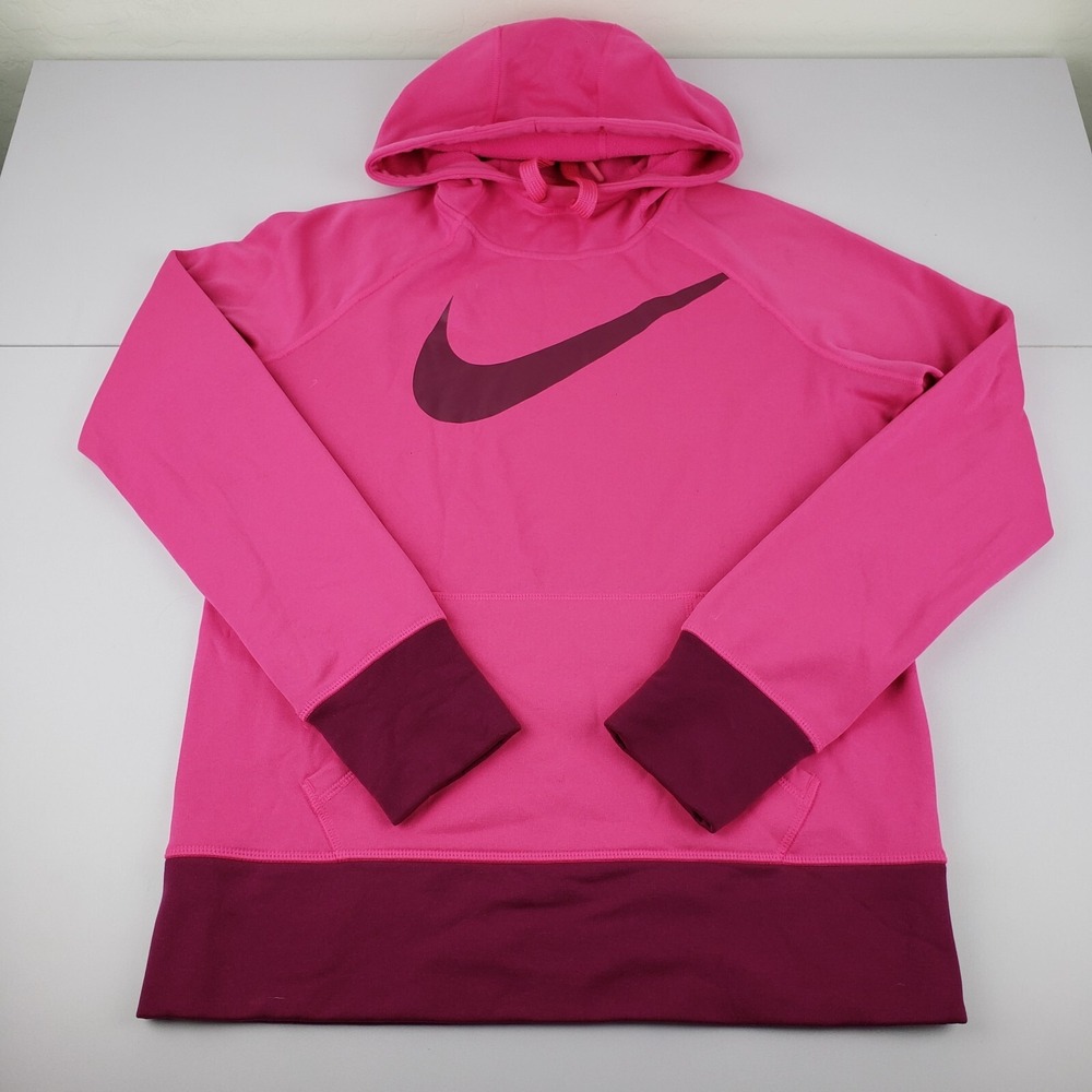 Nike Hoodie Women's Medium Pink Therma Fit Fleece Kangaroo Pocket Jacket